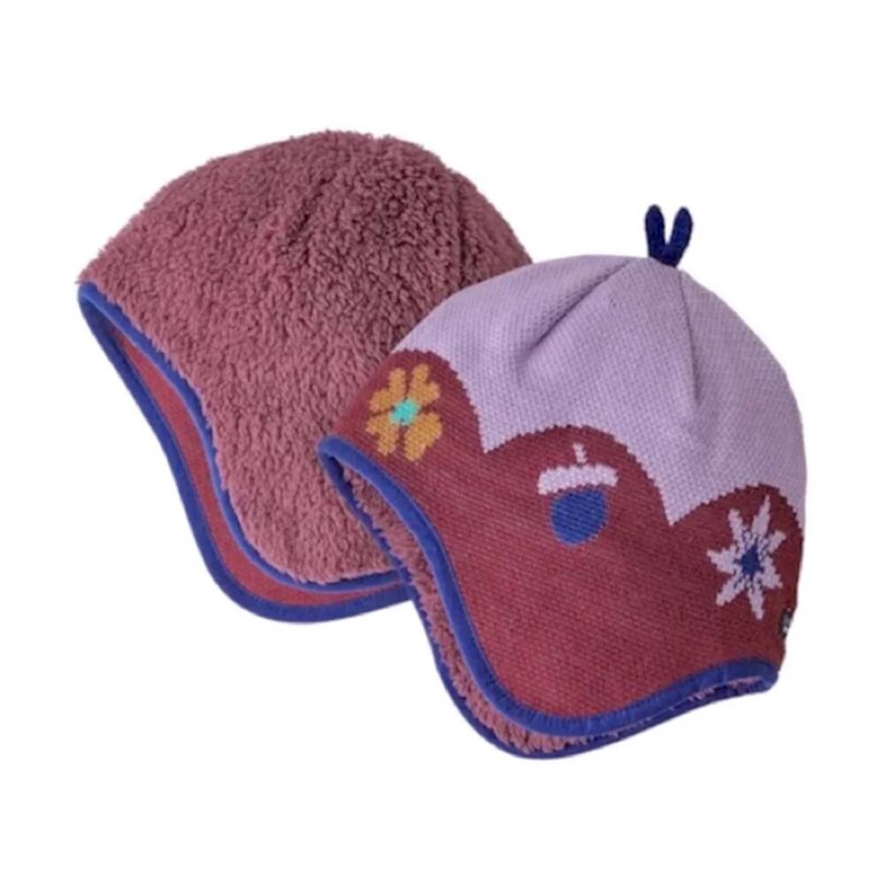 Patagonia Baby Reversible Beanie Fleece Sweater Knit Floral Purple Blue 12M